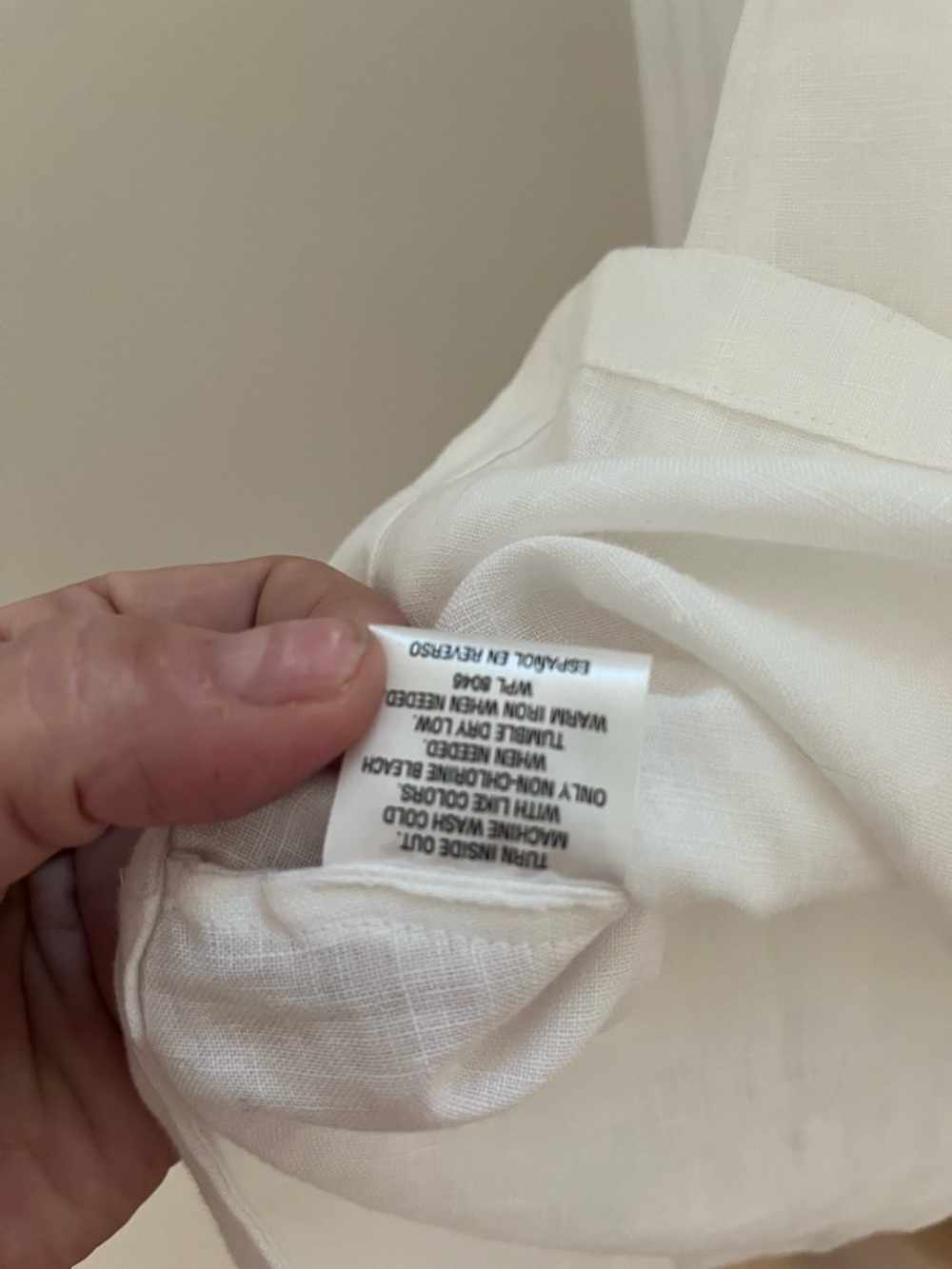 Charter Club White Linen Top with Tan Embroidered Floral Design - Picture 6 of 9